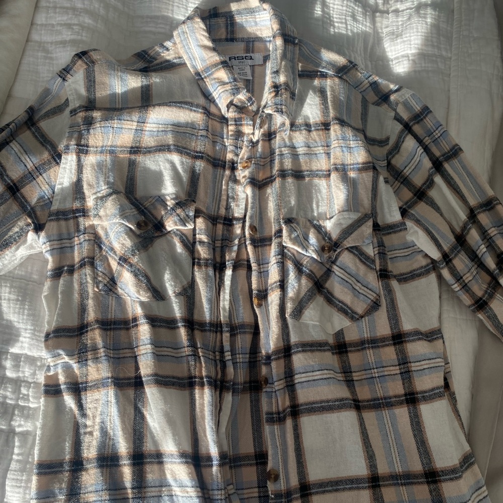 blue and brown flannel